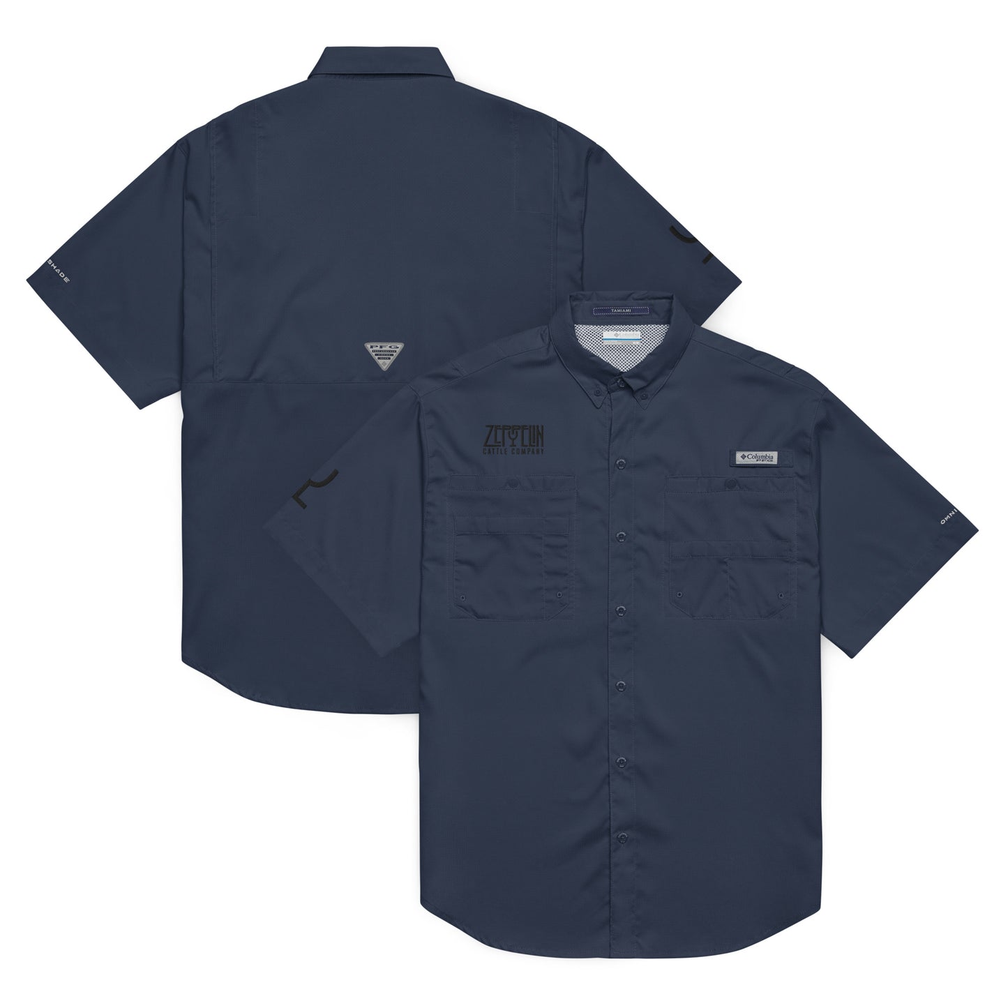 Zeppelin Cattle Co. Men’s Columbia short sleeve button shirt Black Embroidary