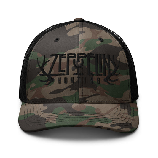 Zeppelin Hunting Black Logo Camouflage trucker hat