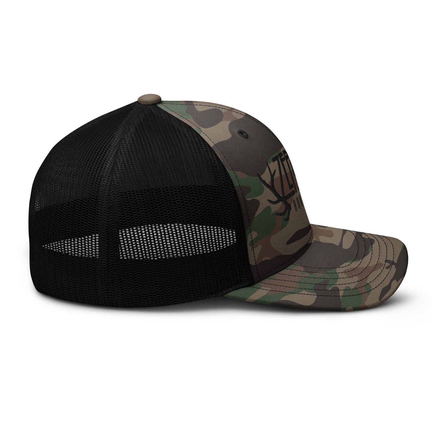 Zeppelin Hunting Black Logo Camouflage trucker hat