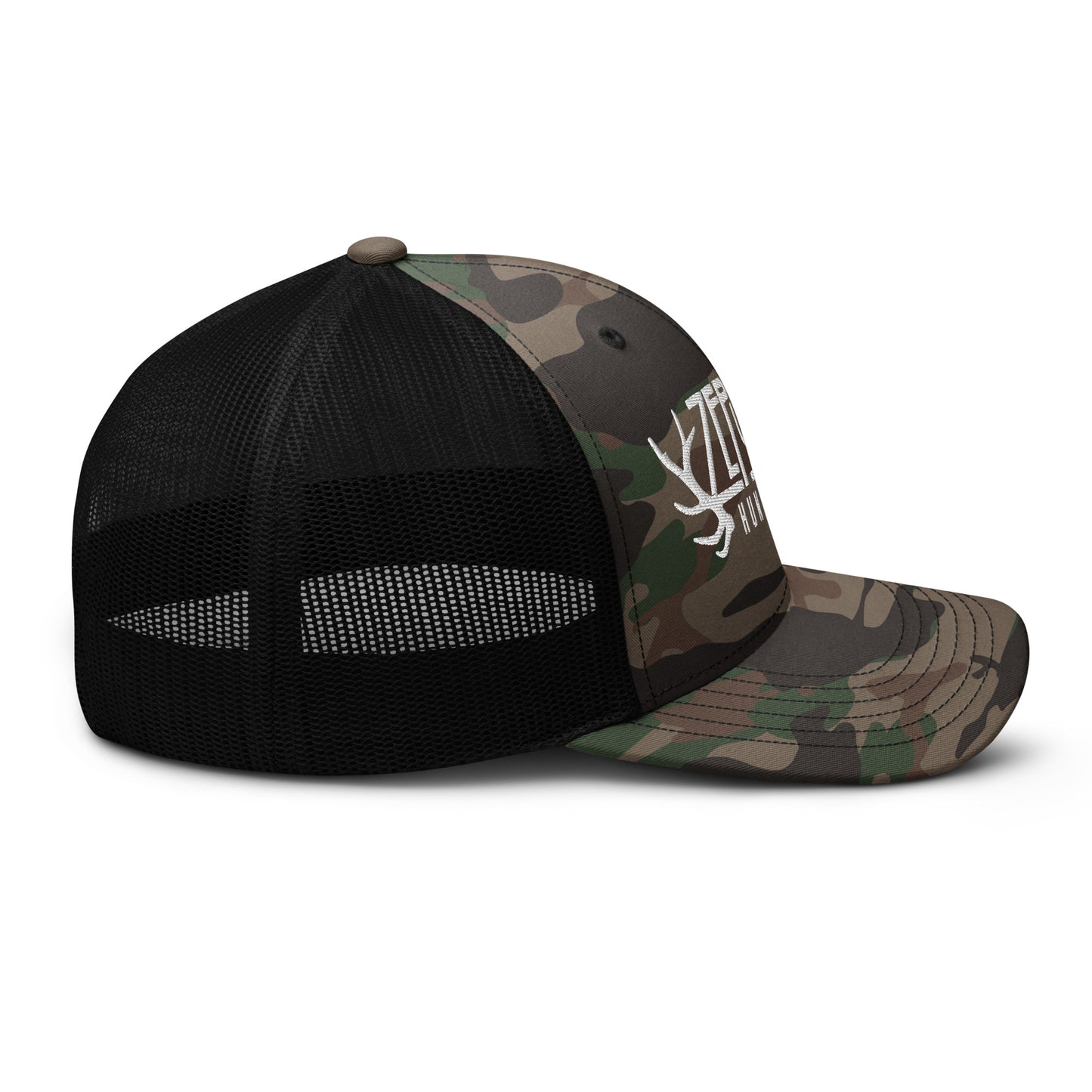 Zeppelin Hunting White Logo Camouflage trucker hat