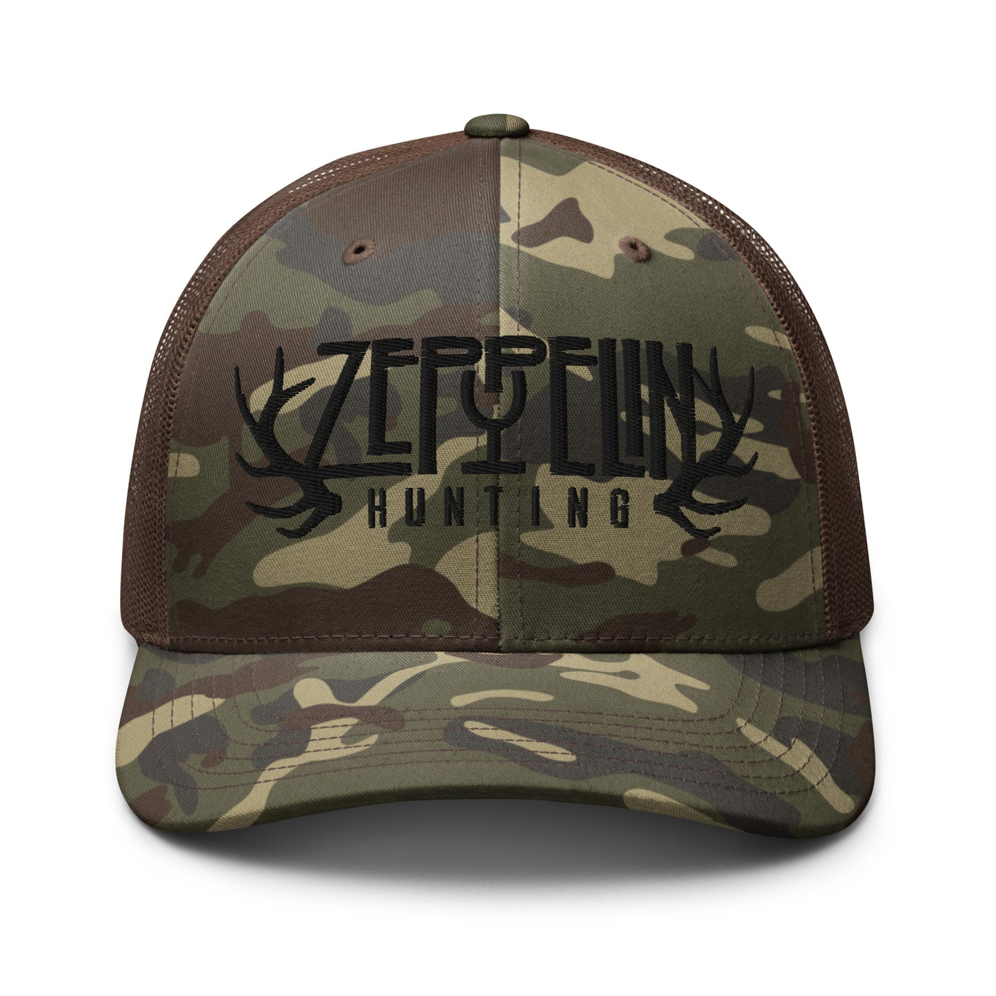 Zeppelin Hunting Black Logo Camouflage trucker hat