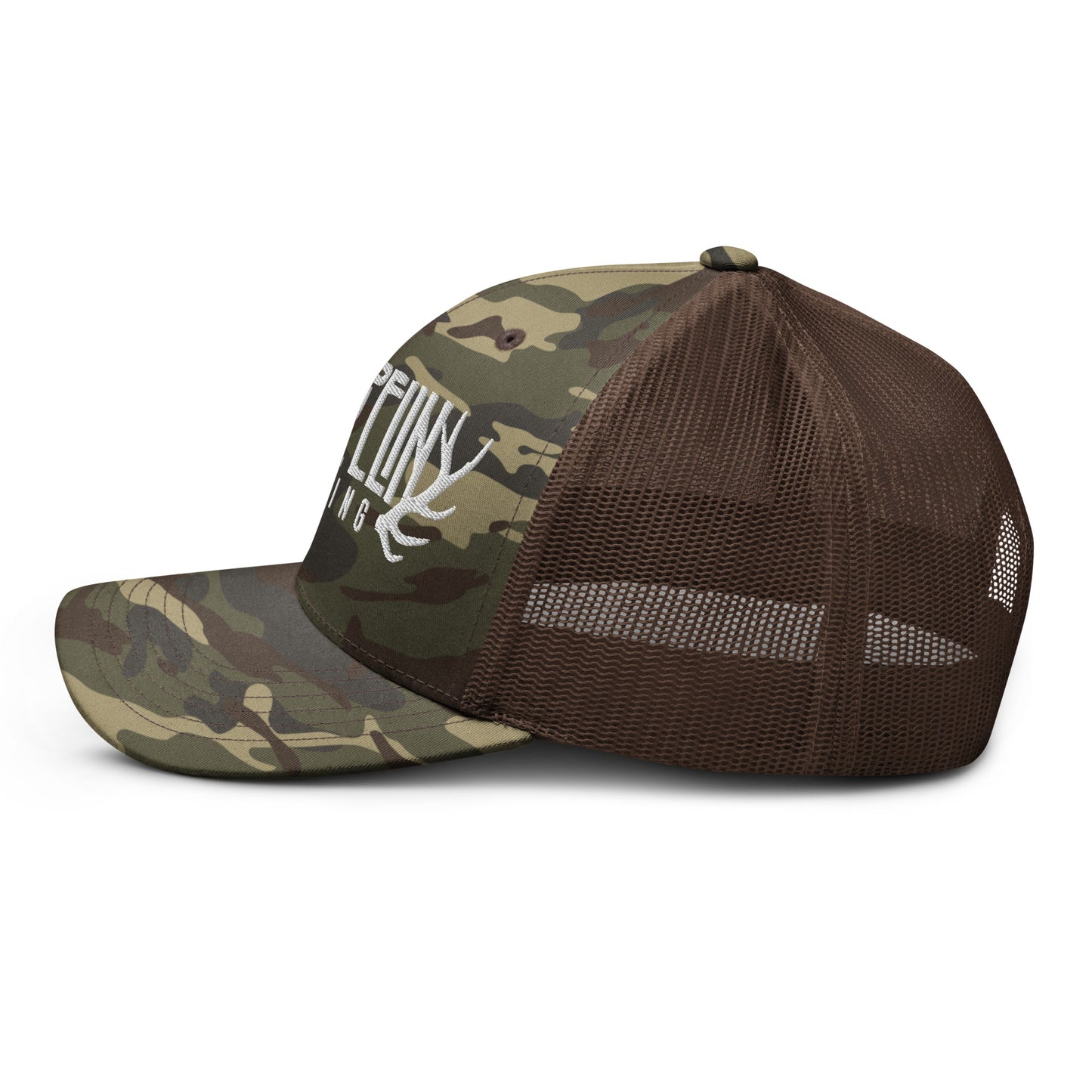 Zeppelin Hunting White Logo Camouflage trucker hat