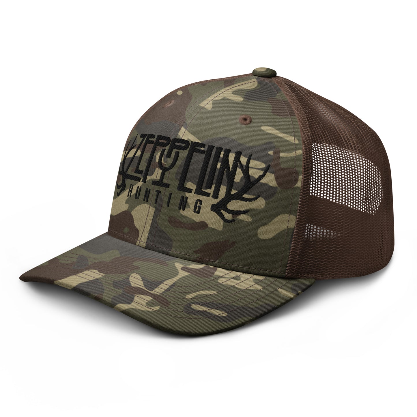 Zeppelin Hunting Black Logo Camouflage trucker hat