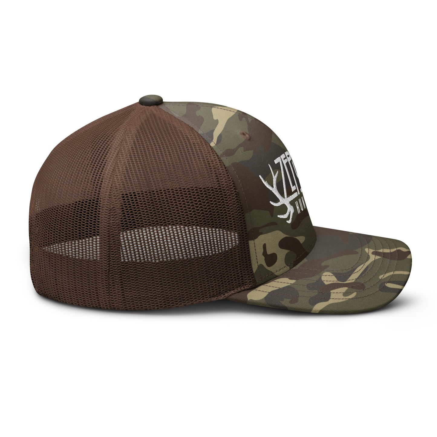 Zeppelin Hunting White Logo Camouflage trucker hat