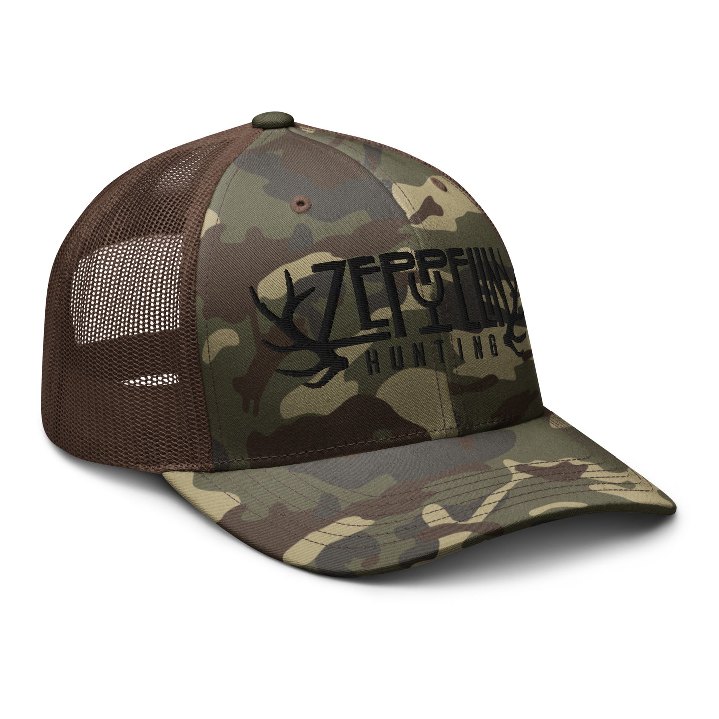 Zeppelin Hunting Black Logo Camouflage trucker hat