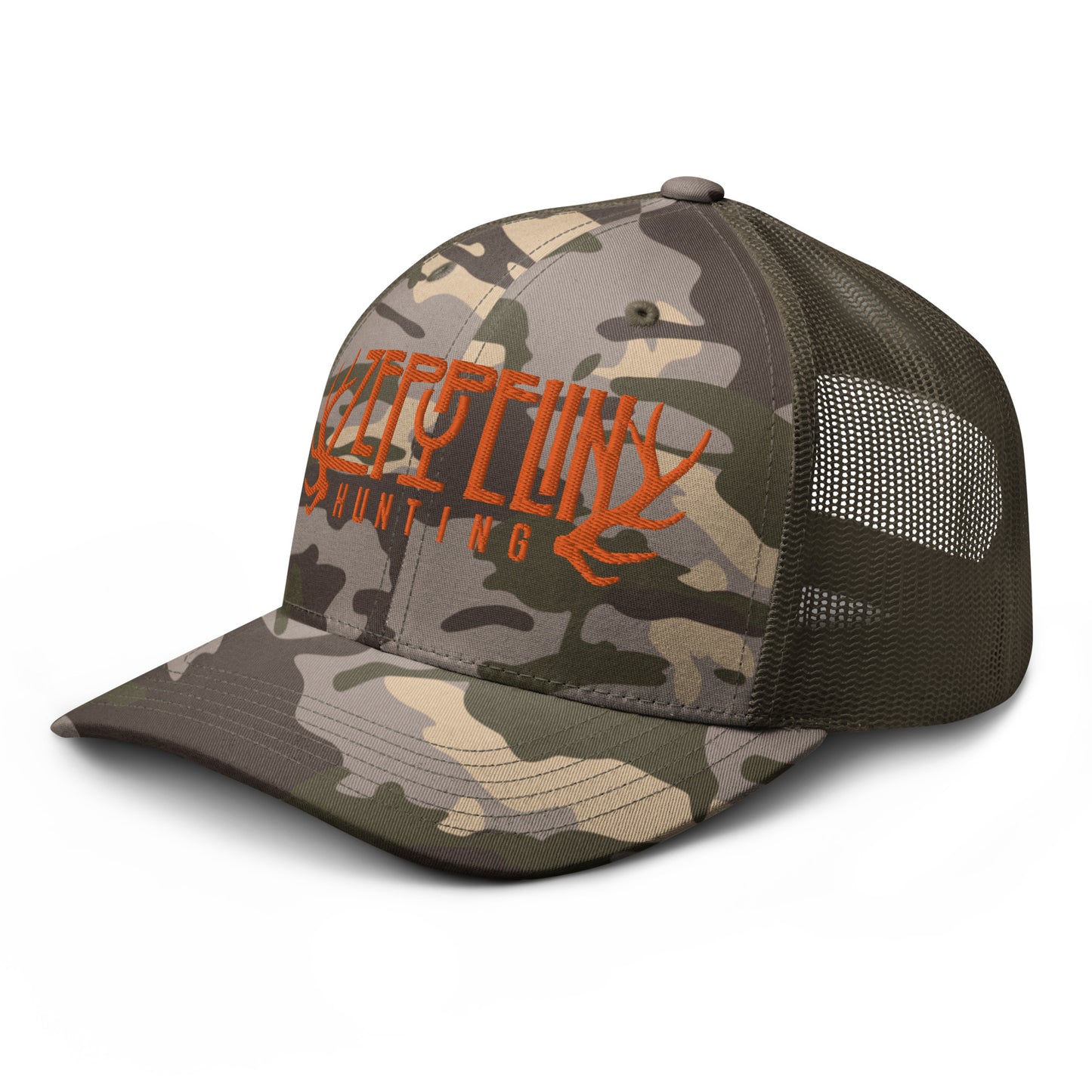 Zeppelin Hunting Orange Logo Camouflage trucker hat