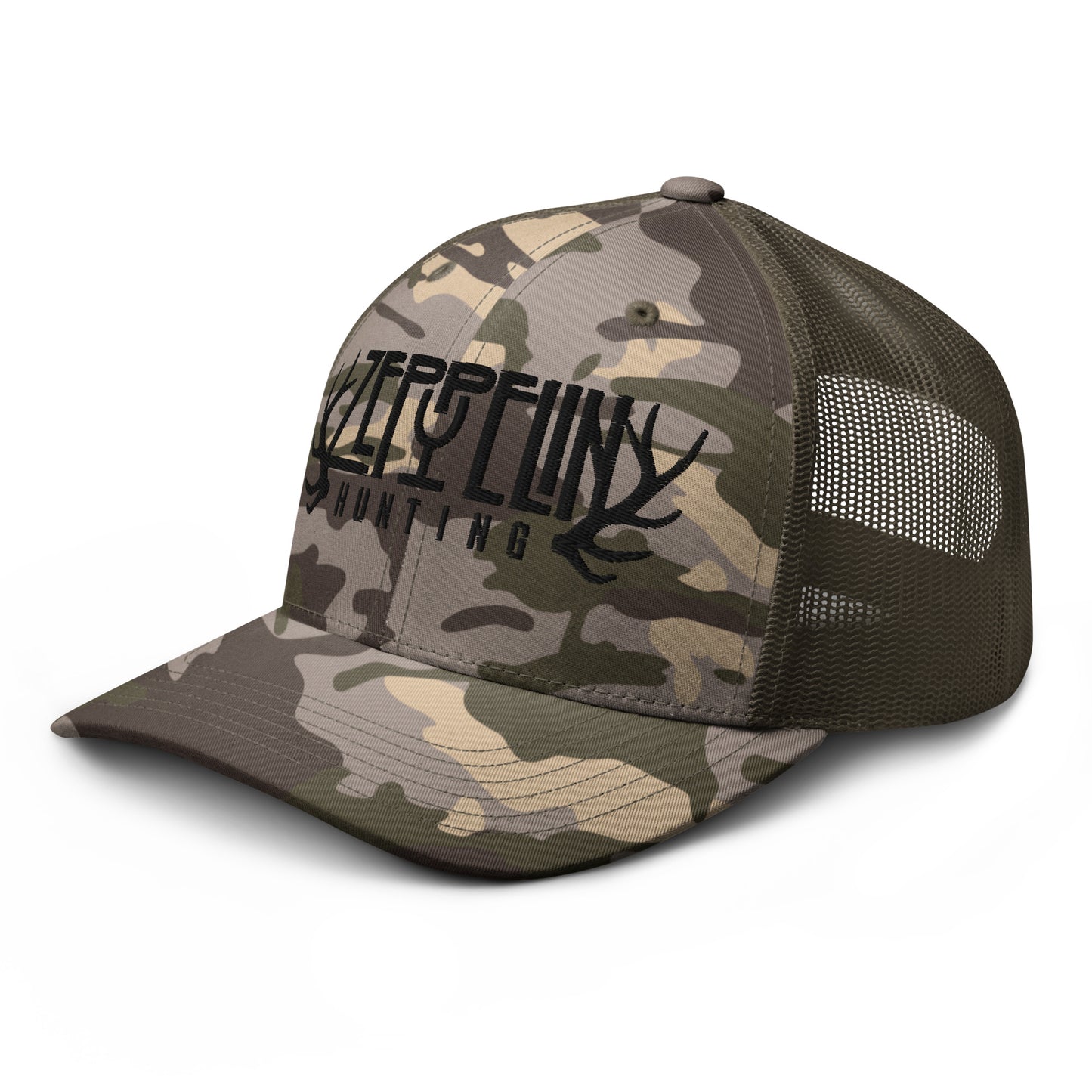 Zeppelin Hunting Black Logo Camouflage trucker hat