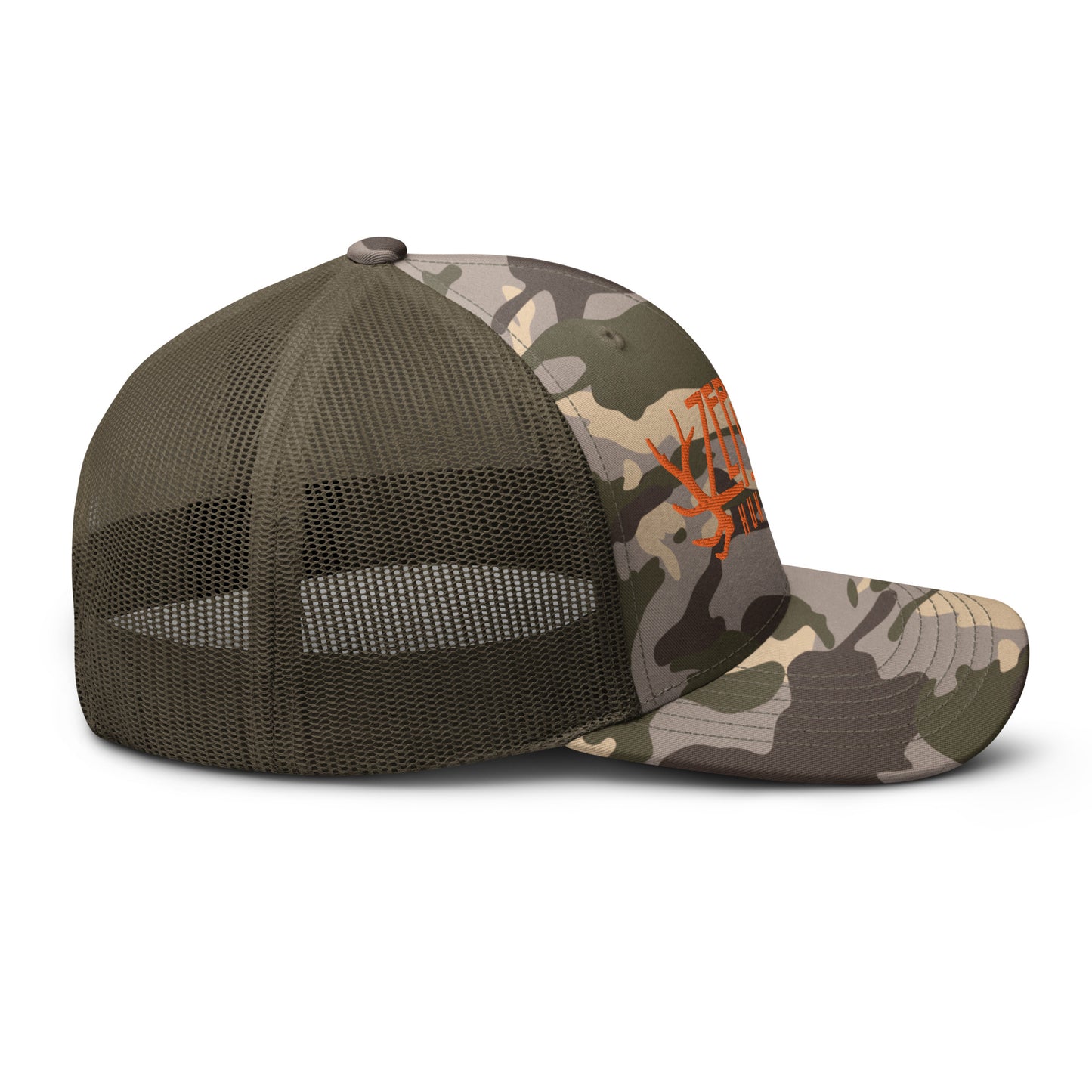 Zeppelin Hunting Orange Logo Camouflage trucker hat