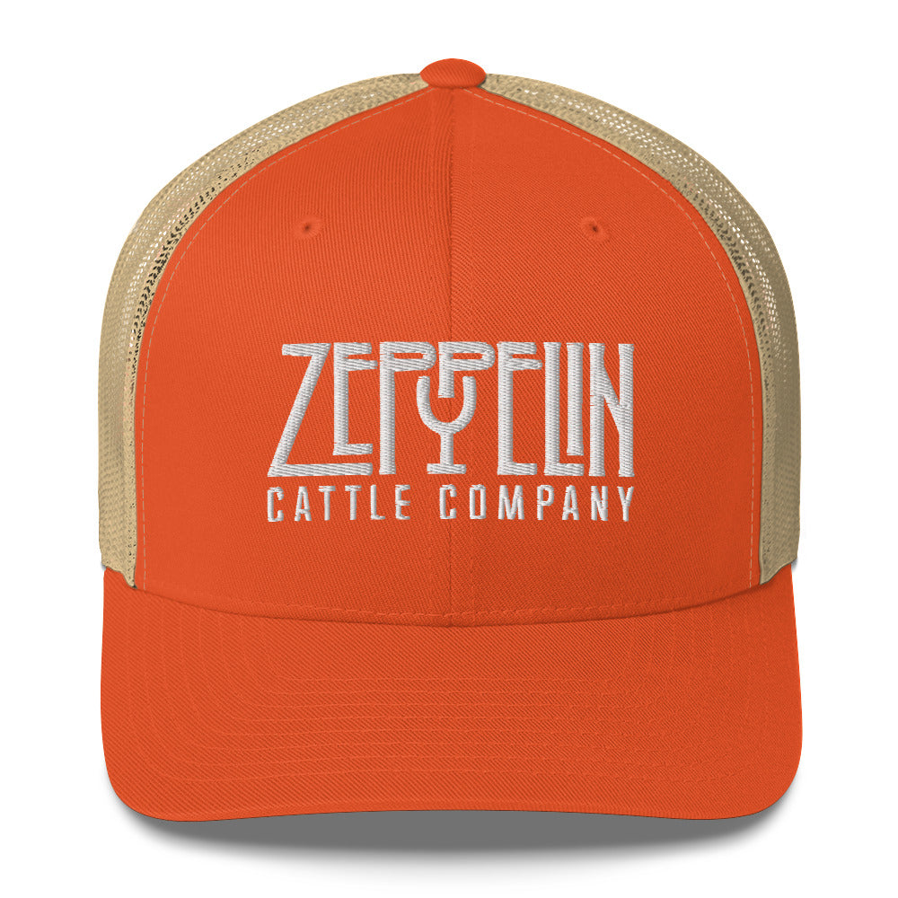 Zeppelin Cattle Co. White Stitch Trucker Cap