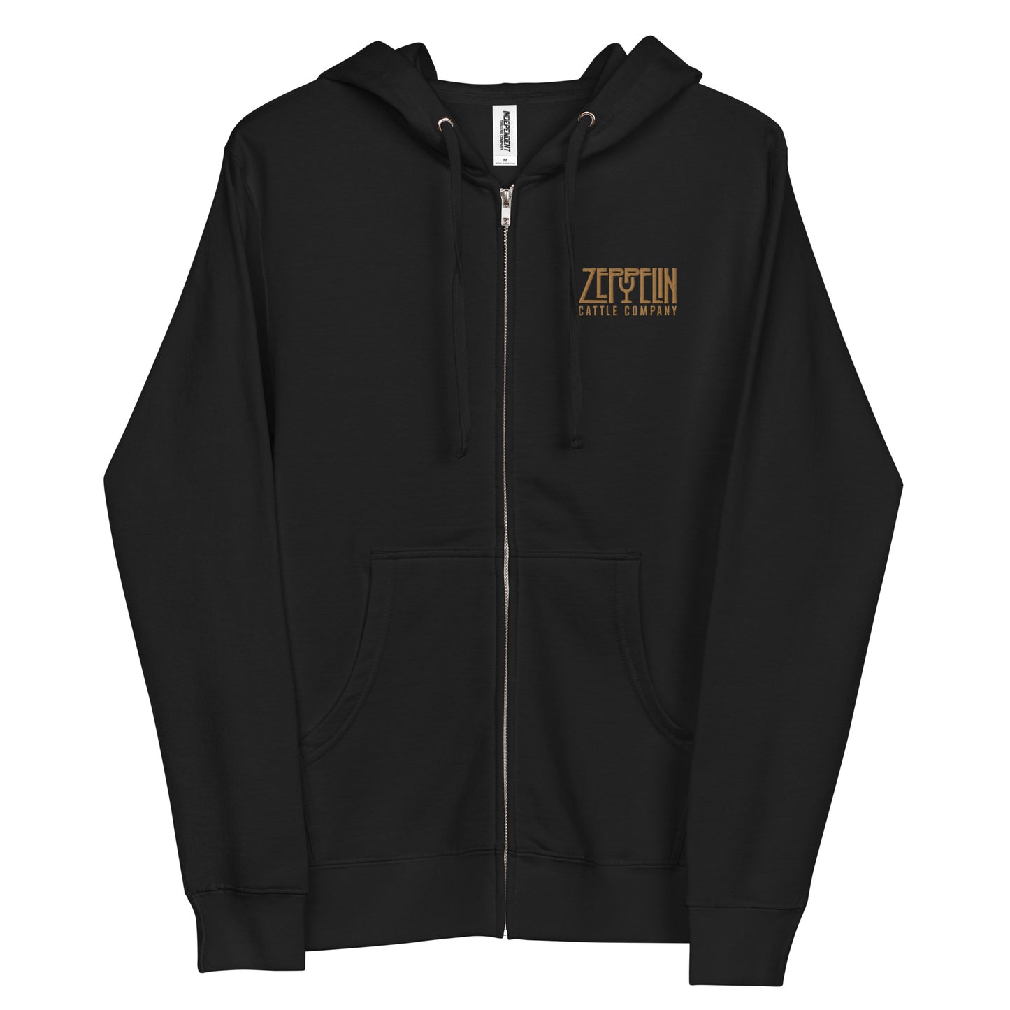 Zeppelin Cattle Gold Stitching Zip-Up Hoodie