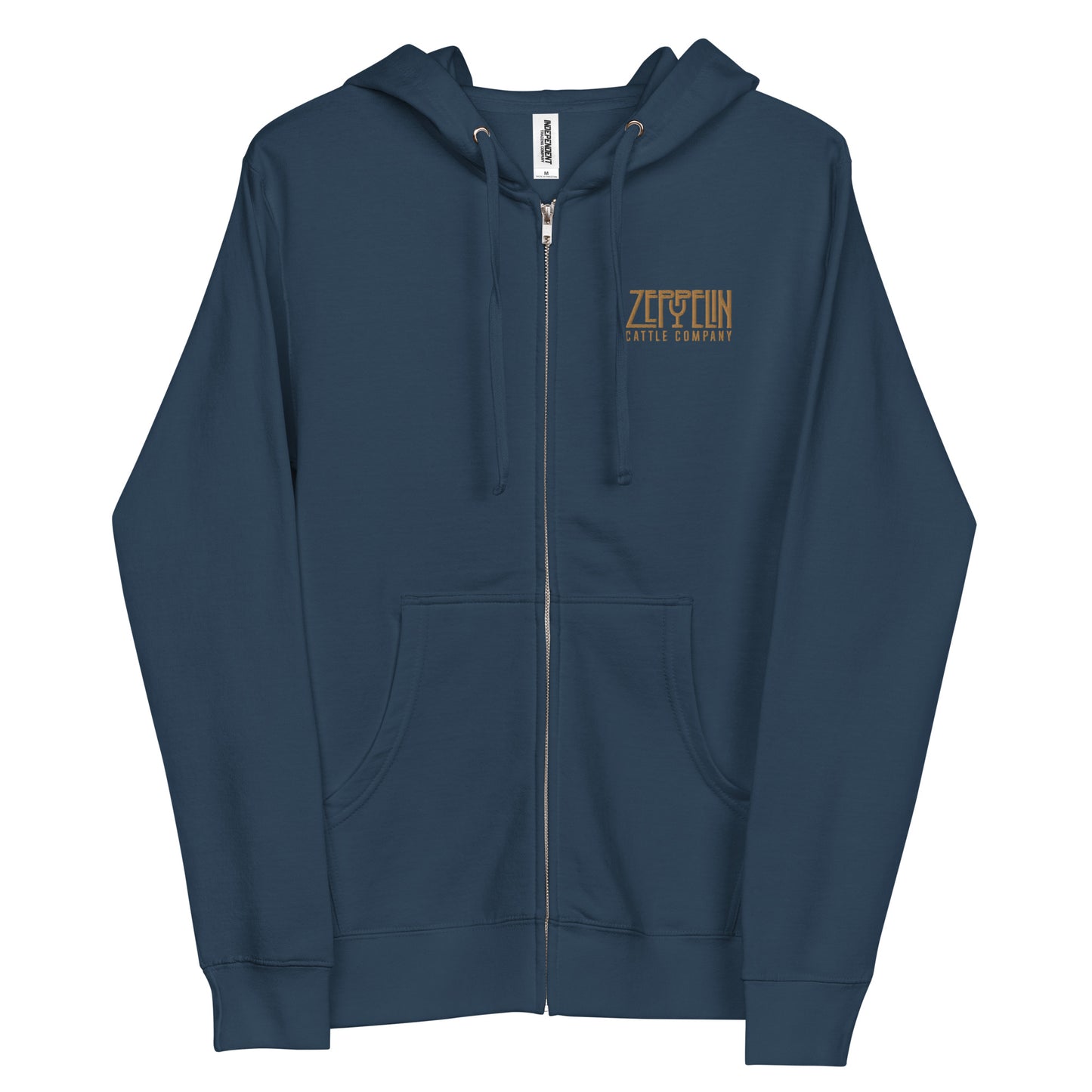 Zeppelin Cattle Gold Stitching Zip-Up Hoodie